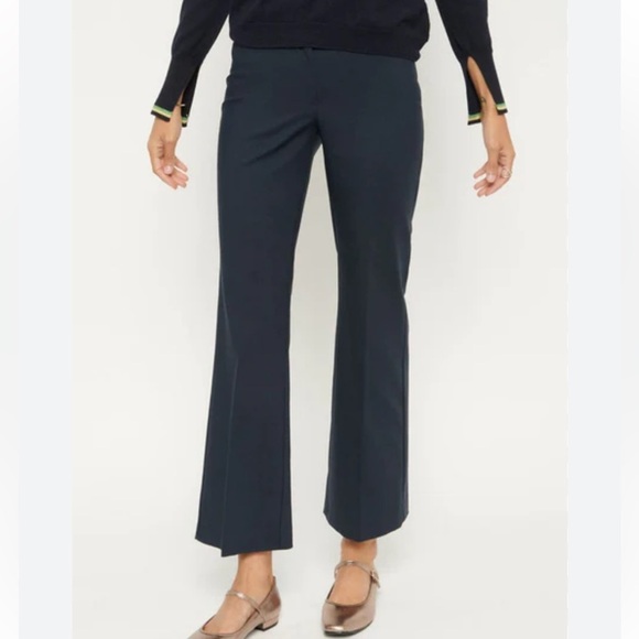 Pure Collection High Waisted Straight Silk Linen Navy Pant Size 4 - Picture 1 of 11